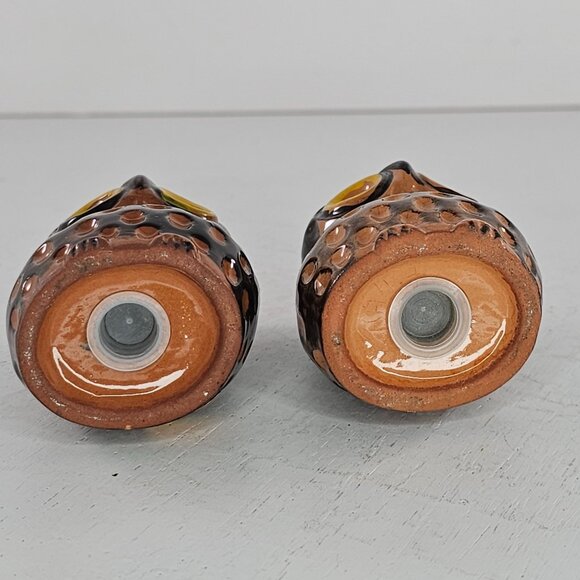 Vintage Our Own Import Japan Owl Salt Pepper Shaker Set Redware Retro 1970s - Picture 7 of 10
